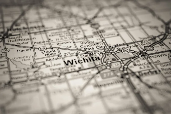 Wichita Usa Mapa Fondo Viaje — Foto de Stock