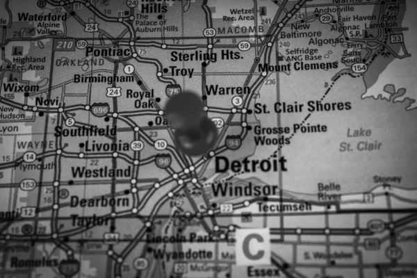 Detroit Auf Der Usa Karte Reisehintergrund — Stockfoto