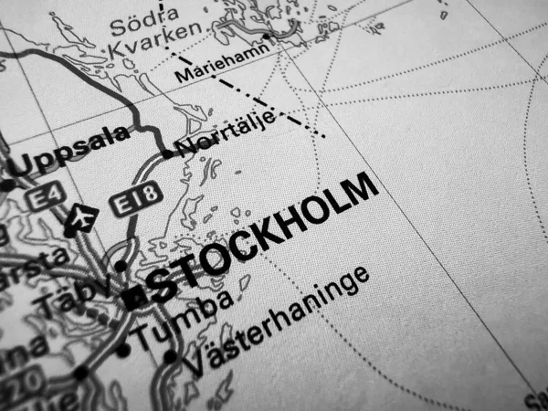 Stockholm Auf Einer Europäischen Straßenkarte — Stockfoto