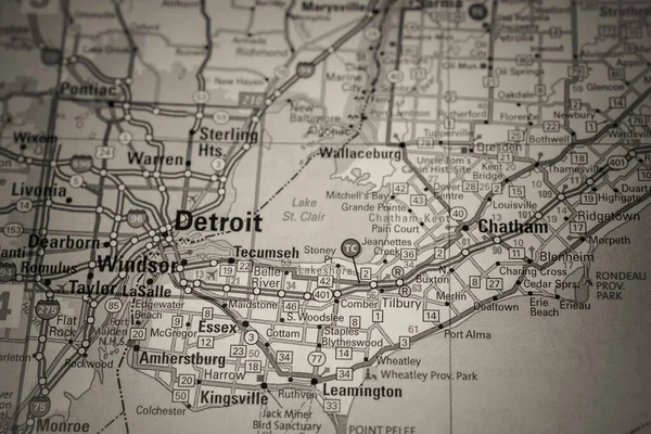Detroit Kaart — Stockfoto