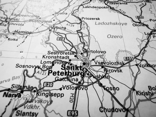 Sankt Peterburg Sobre Mapa Europa — Fotografia de Stock