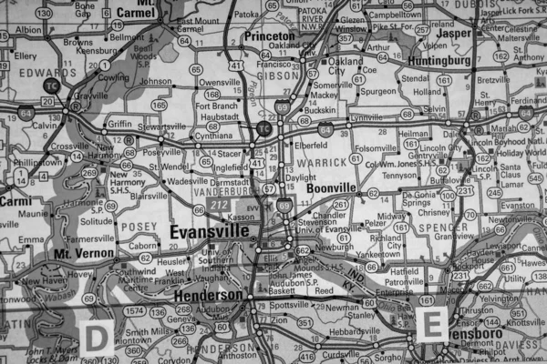 Evansville Auf Der Usa Karte Reisehintergrund — Stockfoto