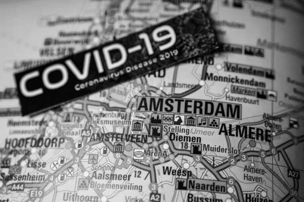 Amsterdam Coronavirus Covid Carantine Background — стокове фото