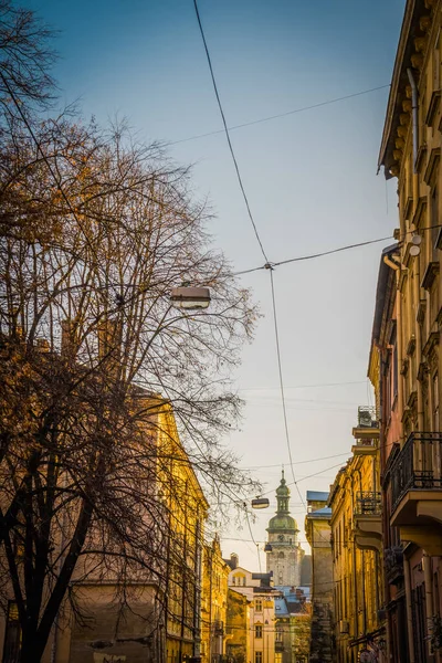 Wspaniała Zima Architektura Ulice Lwowa — Zdjęcie stockowe