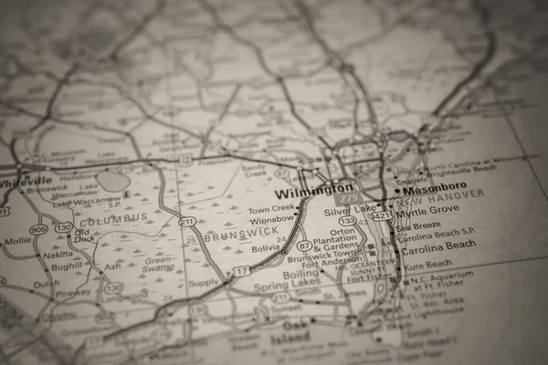 Wilmington Mapie Podróży Usa — Zdjęcie stockowe