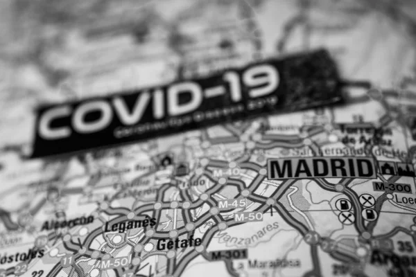 Madrid Coronavirus Covid Karantän Bakgrund — Stockfoto