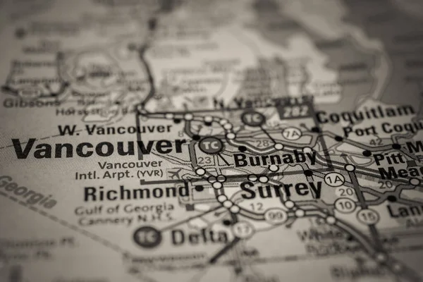 Mapa Viajes Vancouver Canadá — Foto de Stock