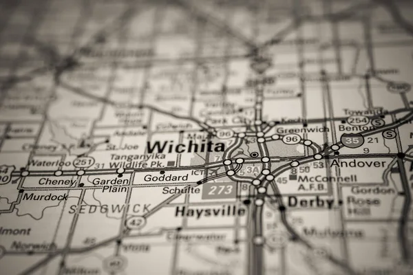 Wichita Usa Mapa Fondo Viaje — Foto de Stock