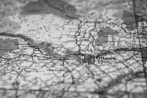 Ottawa Sur Carte Voyage Canada — Photo