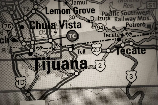 Tijuana Usa Map Travel Background — Φωτογραφία Αρχείου