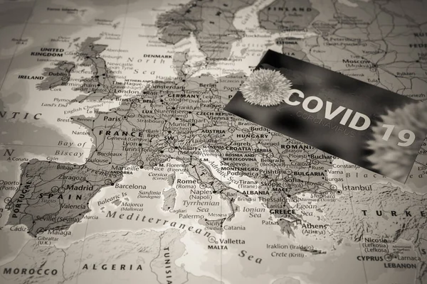 Карта Європи Coronavirus Covid Carantine Background — стокове фото