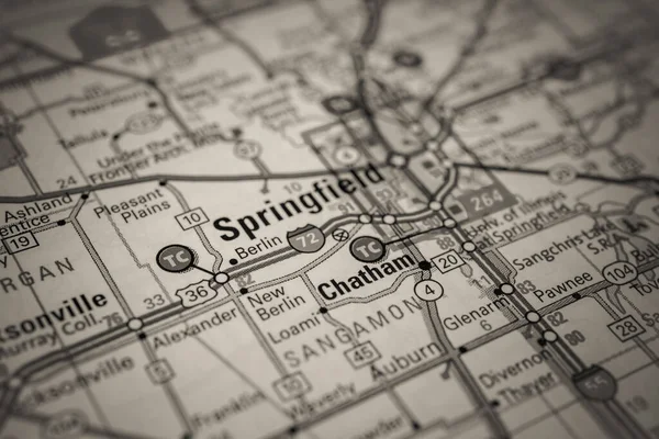 Springfield Sur Carte Des États Unis Fond Voyage — Photo