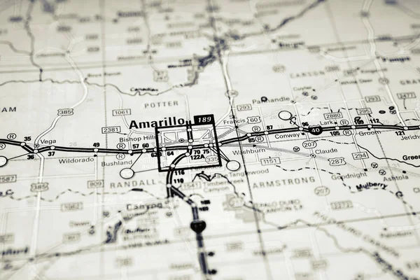 Amarilo Map Usa Background Travel — Stock Photo, Image