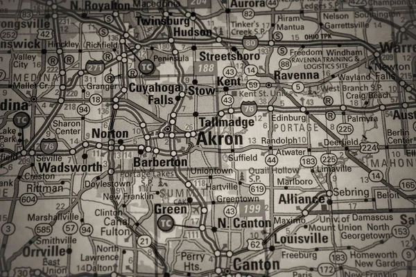 Akron Usa Map Travel Background — 스톡 사진