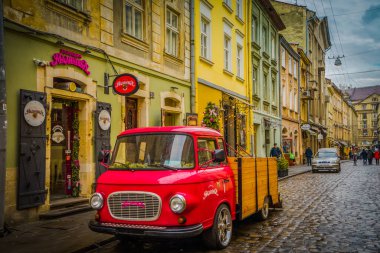 Muhteşem kış Lviv mimarisi ve sokakları