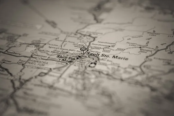 Sault Ste Mapa Podróży Marie Usa — Zdjęcie stockowe