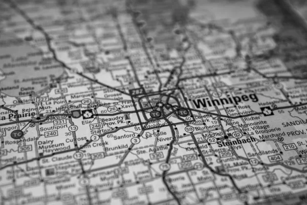 Winnipeg Auf Der Kanada Reisekarte — Stockfoto