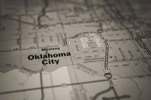 Oklahoma City Usa Podróżnicza Mapa Tle — Zdjęcie stockowe