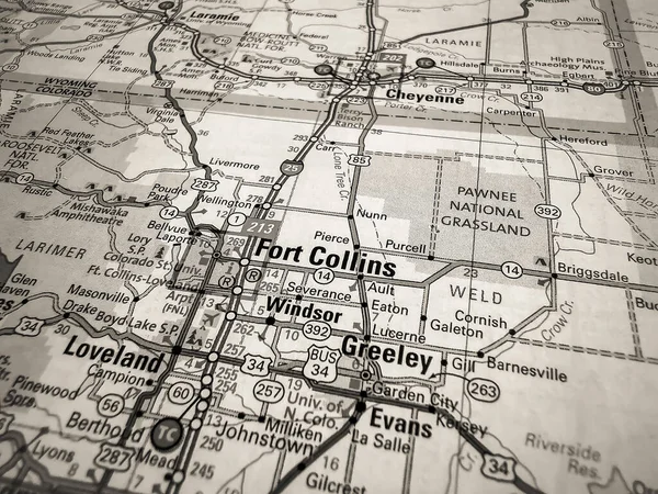 フォートコリンズアメリカ地図の背景 — ストック写真
