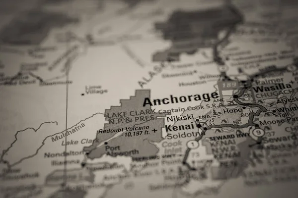 Anchorage Sur Carte Voyage Usa — Photo