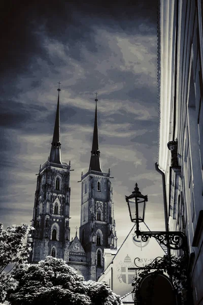 Чудові Церкви Вроцлава Подорож Європою — стокове фото