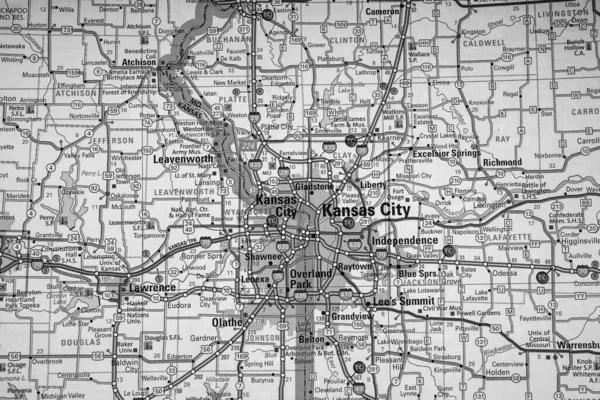 Kansas City Mapě Usa Cestovní Zázemí — Stock fotografie