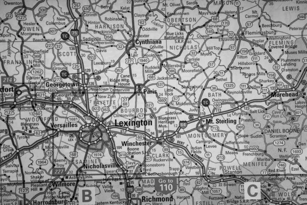 Lexington Estados Unidos Mapa Fondo Viaje — Foto de Stock