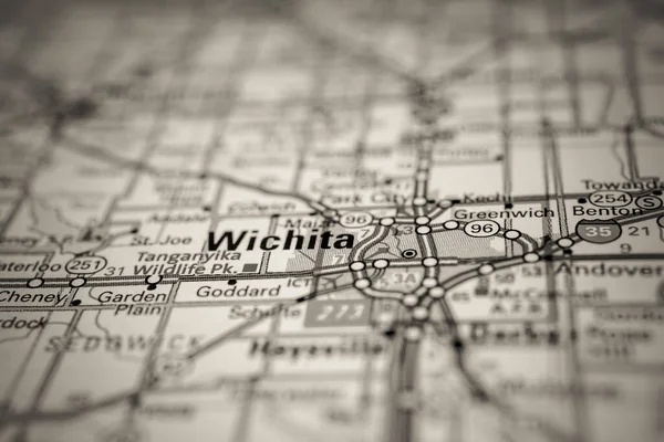 Wichita Usa Mapa Fondo Viaje — Foto de Stock