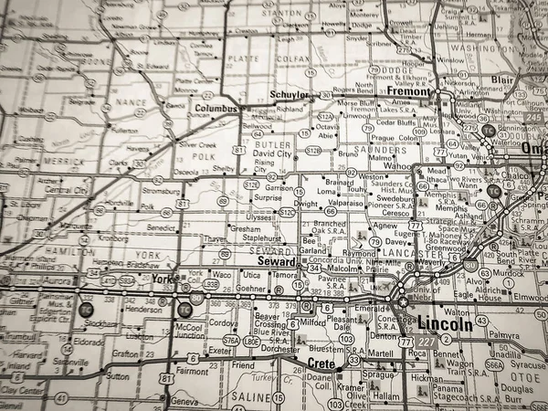 Lincoln Mapě Usa — Stock fotografie