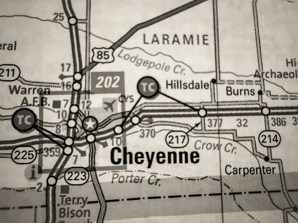 Cheyenne Sur Carte Usa — Photo