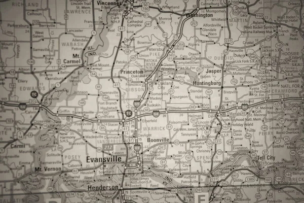 Evansville Usa Mapa Cestovní Zázemí — Stock fotografie