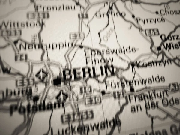 Berlin on a road map of Europe