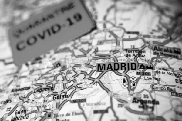 Madrid Coronavirus Covid Sfondo Quarantena — Foto Stock