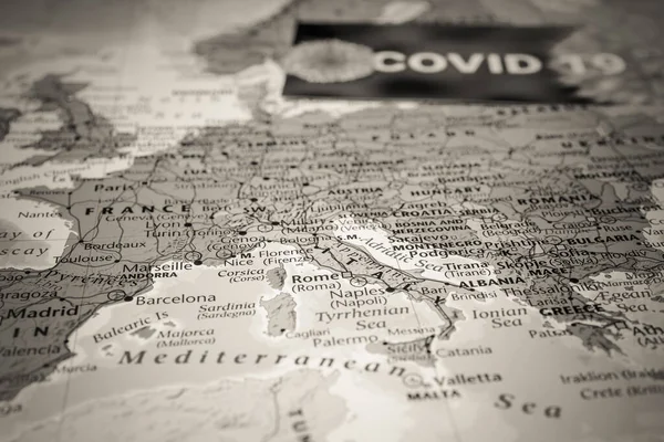 Coronavirus Covid 19隔离背景欧洲地图 — 图库照片
