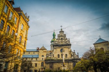Muhteşem kış Lviv mimarisi ve sokakları