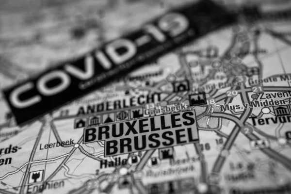 Brussel Coronavirus Covid Karanténní Pozadí — Stock fotografie