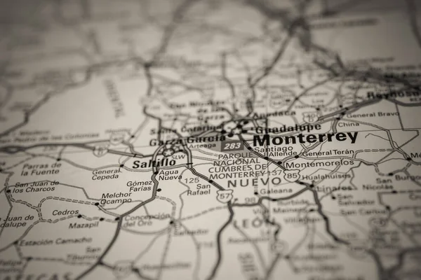 Monterrey Mapa Viaje México — Foto de Stock