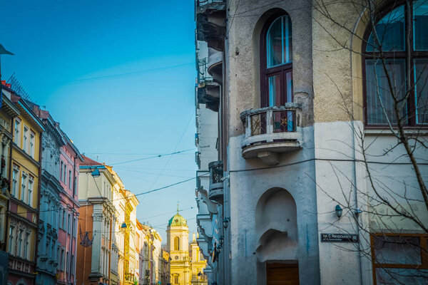Magnificent winter Lviv architecture and streets