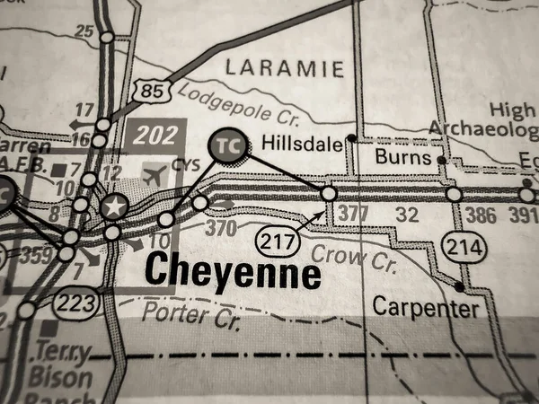 Cheyenne Usa Karta — Stockfoto