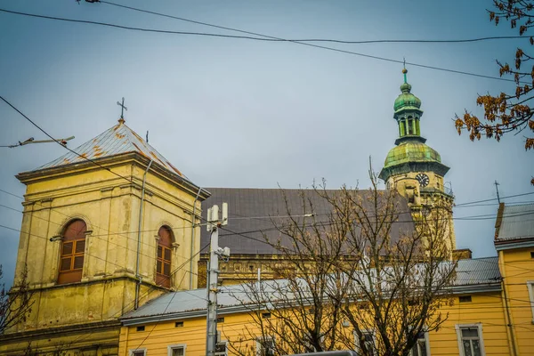 Wspaniała Zima Architektura Ulice Lwowa — Zdjęcie stockowe