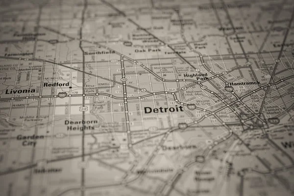 Detroit Usa Reise Karte Hintergrund — Stockfoto