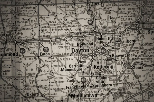 Dayton Fundo Mapa Dos Eua — Fotografia de Stock
