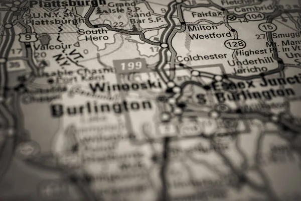 Usa Haritasında Burlington Seyahat Arkaplanı — Stok fotoğraf