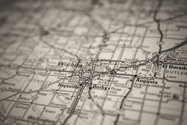 Wichita Stati Uniti America Mappa Sullo Sfondo — Foto Stock