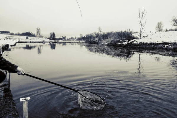 Pesca Alla Trota Sul Lago — Foto Stock