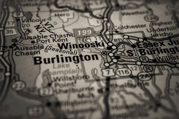 Usa Haritasında Burlington Seyahat Arkaplanı — Stok fotoğraf