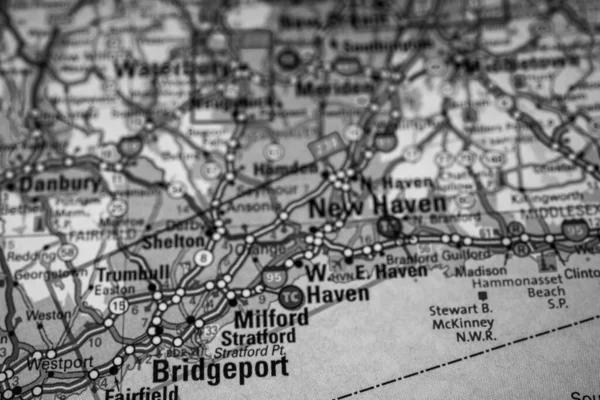美国地图旅游背景下的纽黑文 — 图库照片
