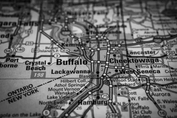 Buffalo Mapa Dos Eua Fundo Viagem — Fotografia de Stock