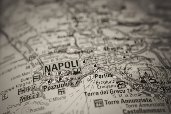 Napoli Mapie Podróży Włochy — Zdjęcie stockowe