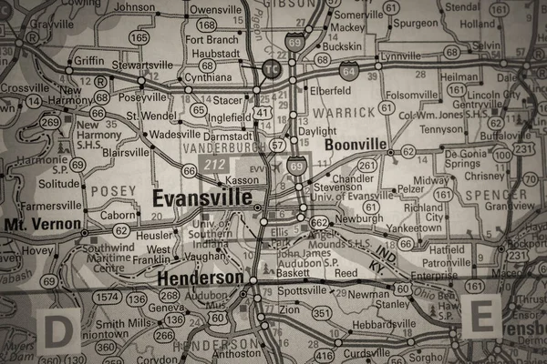 Evansville Mapa Dos Eua Fundo Viagem — Fotografia de Stock